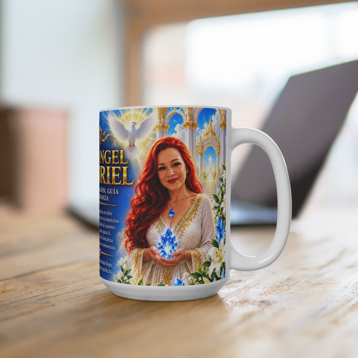 Taza Arcángel Gabriel 15 oz — Colección Tía Cielo Blue