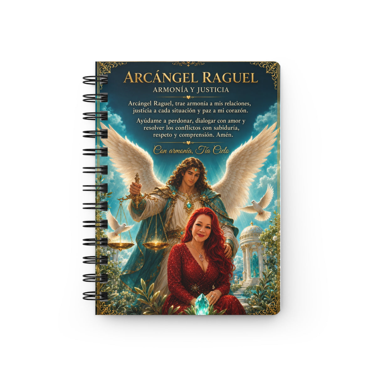 Spiral Journal — Arcángel Raguel & Tía Cielo Prayer Notebook
