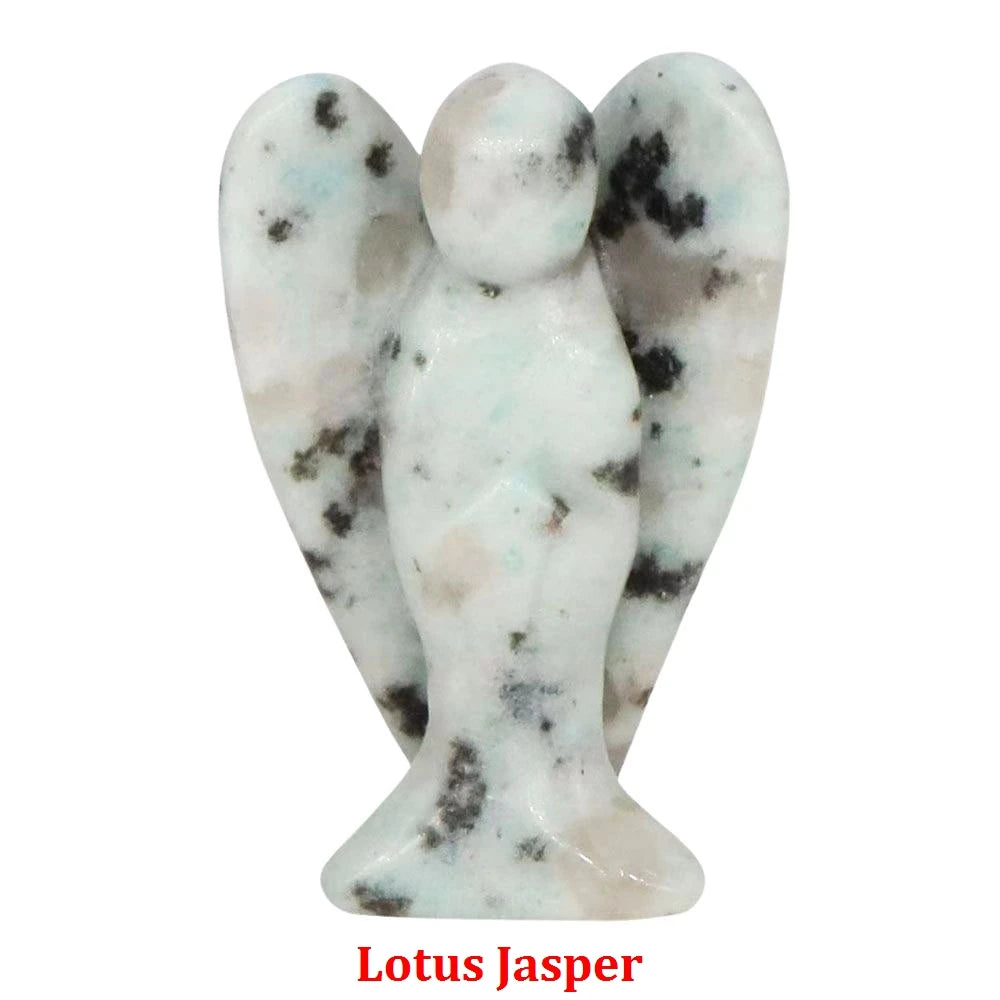 Estatua de Ángel Guardián de 1.5" en Cristal Natural de Amatista o Cuarzo Rosa – Figura Tallada de Piedra para Sanación, Protección y Decoración del Hogar