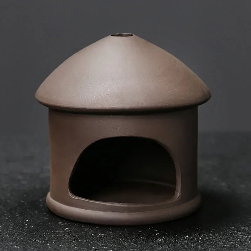 1 pieza – Porta Palo Santo artesanal con bandeja de arcilla morada para salvia e incienso | Decoración espiritual para el hogar, regalo ideal para yoga (sin incienso incluido)