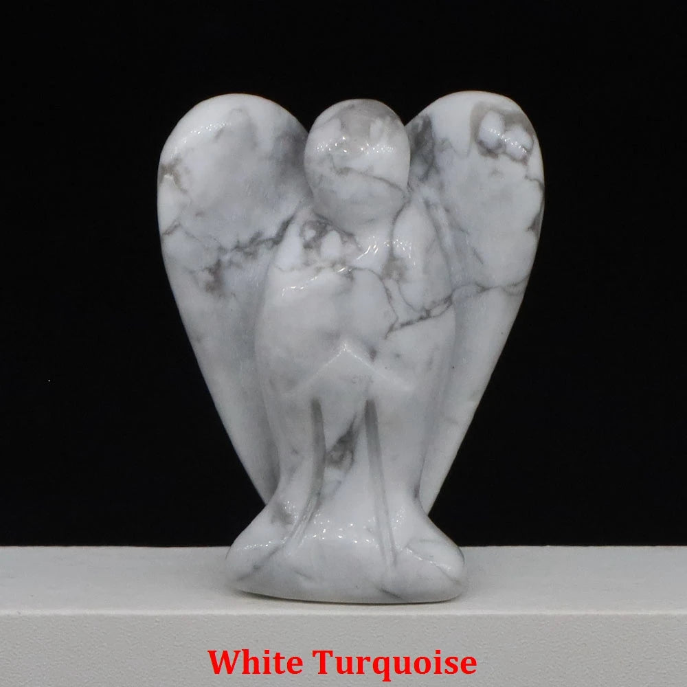 Estatua de Ángel Guardián de 1.5" en Cristal Natural de Amatista o Cuarzo Rosa – Figura Tallada de Piedra para Sanación, Protección y Decoración del Hogar