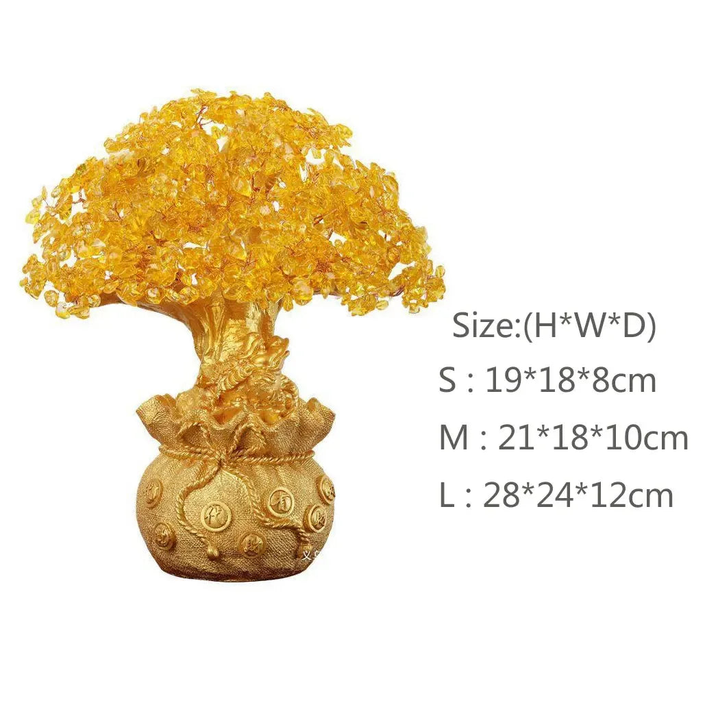 🌳 Árbol del Dinero Feng Shui Dorado – Árbol de la Fortuna y Prosperidad
