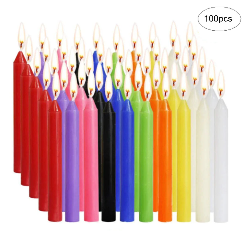 100 velas de colores – Mini velas cónicas, ideales para campanas, rituales, hechizos, trabajos con cera y más. Decoración para Navidad.