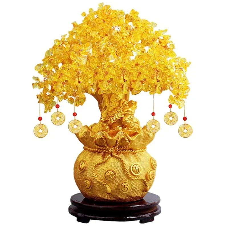 🌳 Árbol del Dinero Feng Shui Dorado – Árbol de la Fortuna y Prosperidad