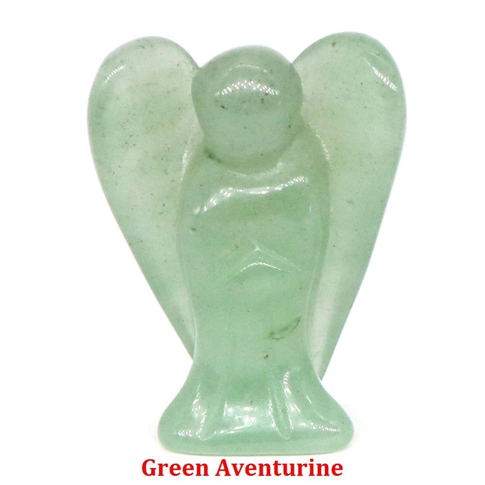 Estatua de Ángel Guardián de 1.5" en Cristal Natural de Amatista o Cuarzo Rosa – Figura Tallada de Piedra para Sanación, Protección y Decoración del Hogar