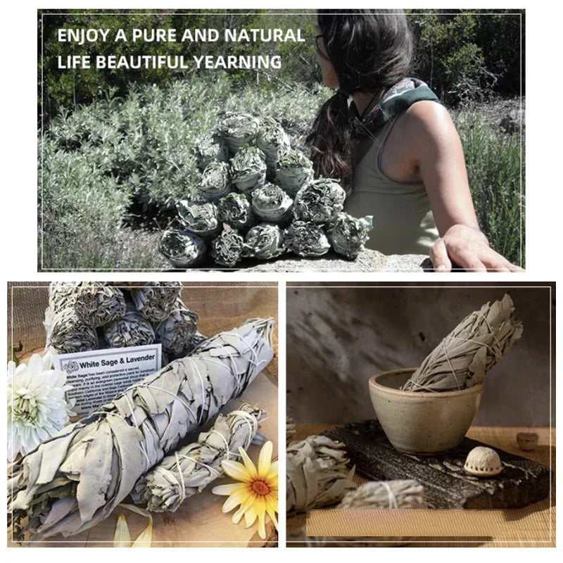 Atado de Salvia Blanca – Sahumerio de Hojas para Limpieza Energética, Meditación, Aromatización y Purificación del Hogar