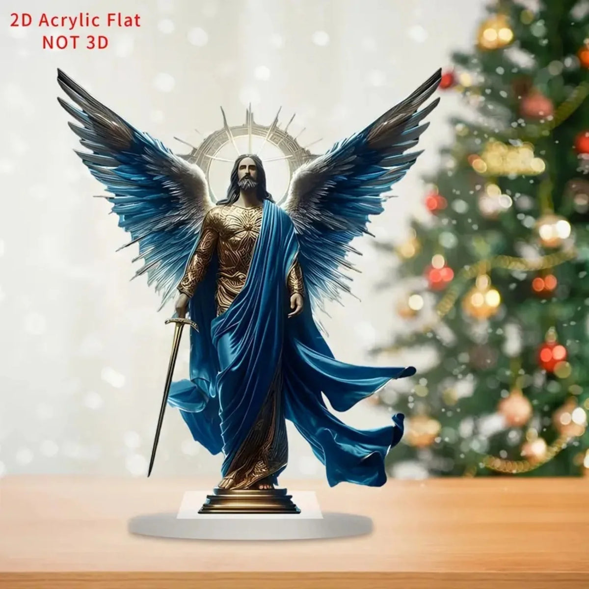 Figura del Arcángel Miguel – Escultura de Ángel Guerrero en Acrílico 2D para Altar, Hogar, Oficina y Decoración Espiritual