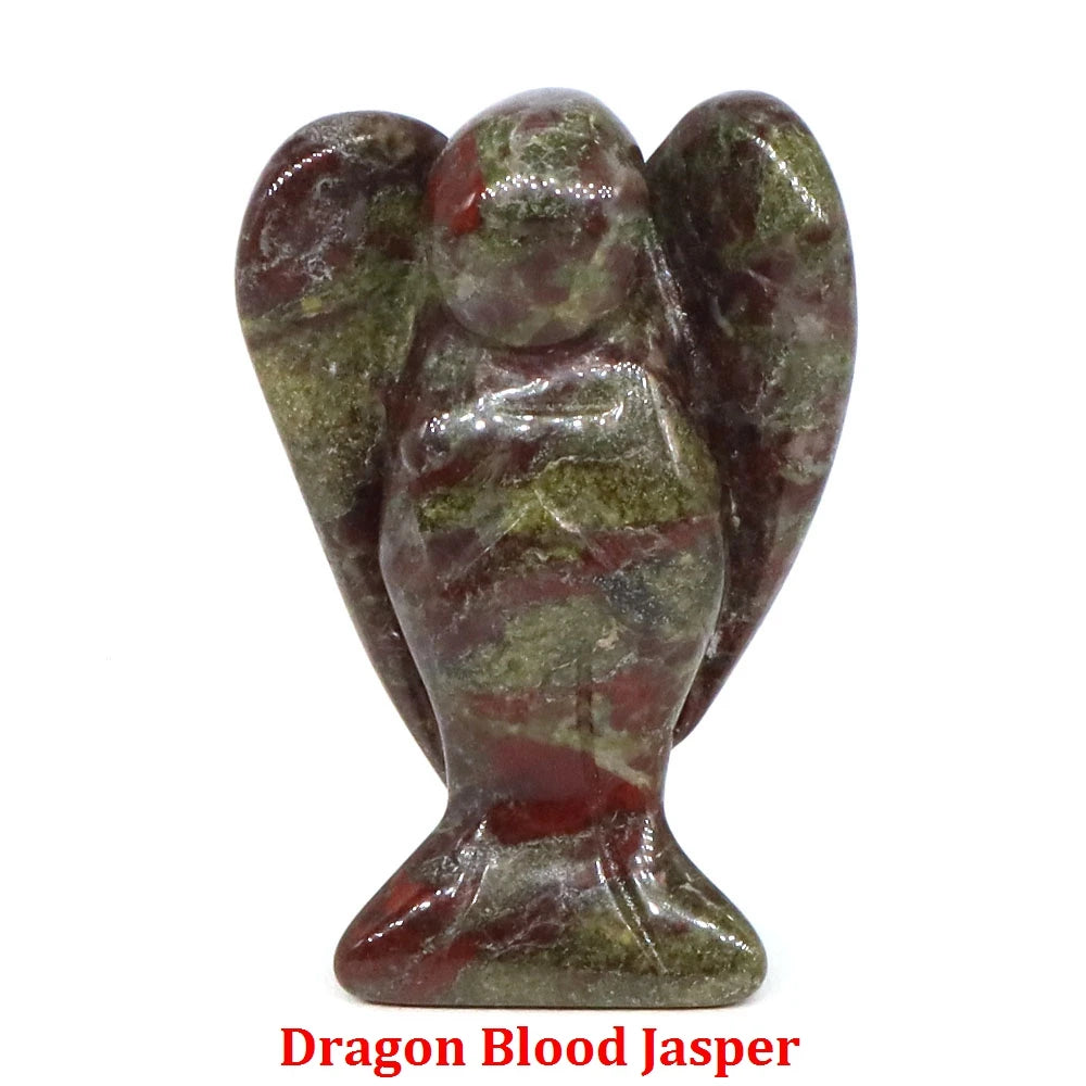 Estatua de Ángel Guardián de 1.5" en Cristal Natural de Amatista o Cuarzo Rosa – Figura Tallada de Piedra para Sanación, Protección y Decoración del Hogar