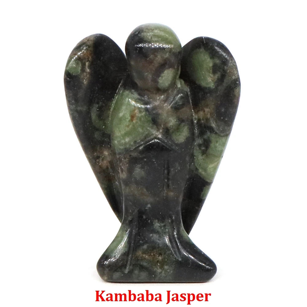 Estatua de Ángel Guardián de 1.5" en Cristal Natural de Amatista o Cuarzo Rosa – Figura Tallada de Piedra para Sanación, Protección y Decoración del Hogar