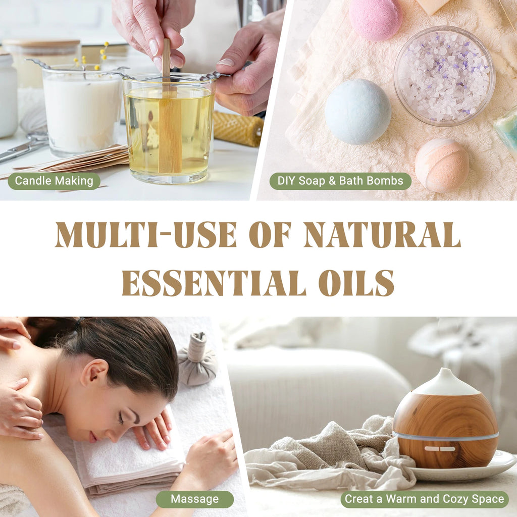 Aceite Esencial Puro EUQEE 10 ml – Palo Santo, Lavanda, Menta, Bergamota, Eucalipto, Canela y Cedro para Aromaterapia