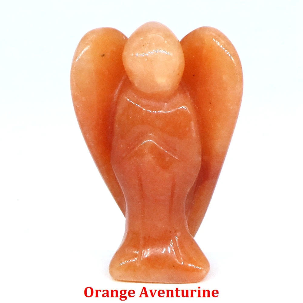 Estatua de Ángel Guardián de 1.5" en Cristal Natural de Amatista o Cuarzo Rosa – Figura Tallada de Piedra para Sanación, Protección y Decoración del Hogar