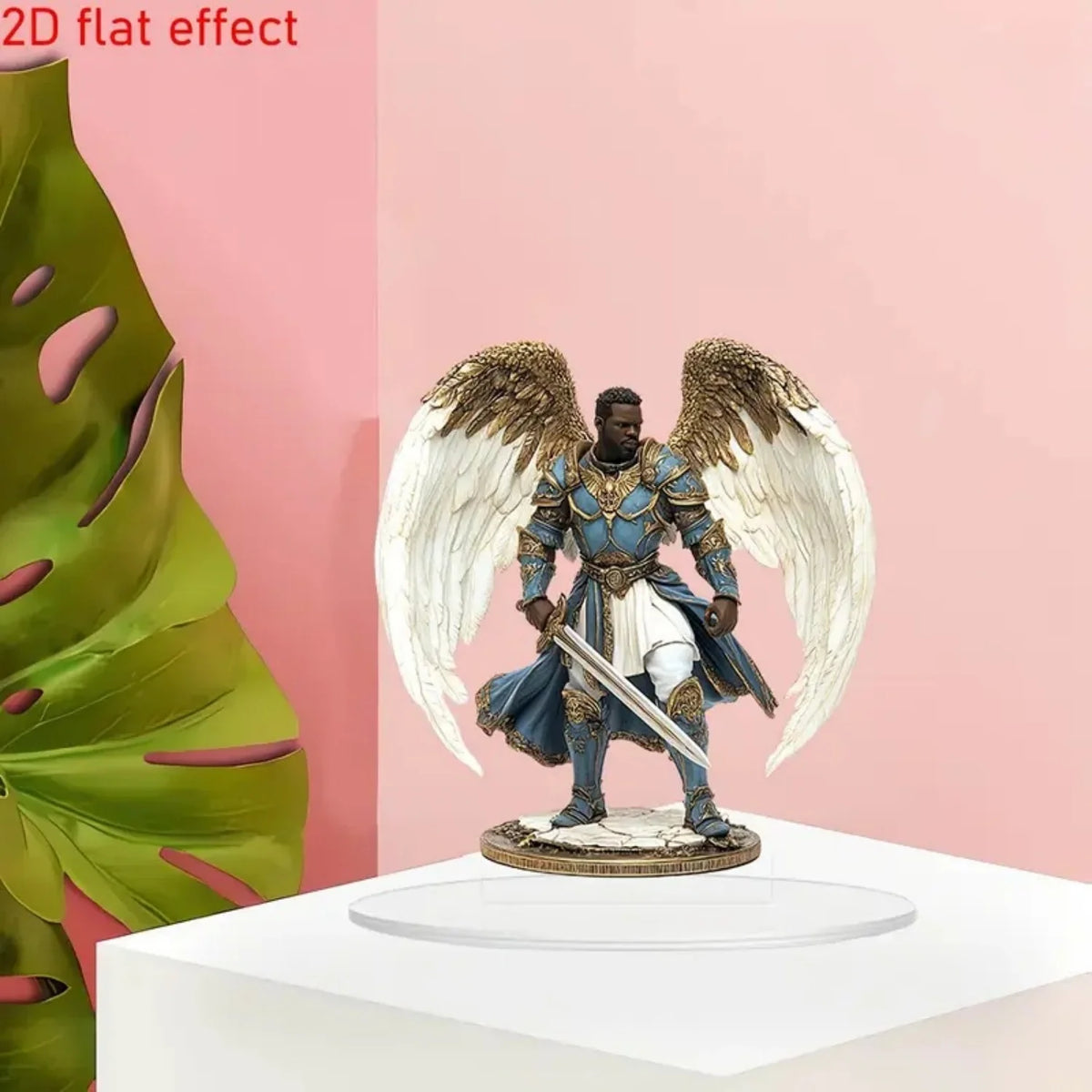 Figura del Arcángel Miguel – Escultura de Ángel Guerrero en Acrílico 2D para Altar, Hogar, Oficina y Decoración Espiritual