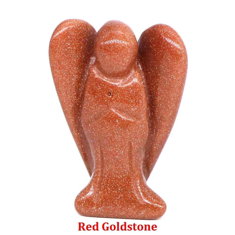 Estatua de Ángel Guardián de 1.5" en Cristal Natural de Amatista o Cuarzo Rosa – Figura Tallada de Piedra para Sanación, Protección y Decoración del Hogar