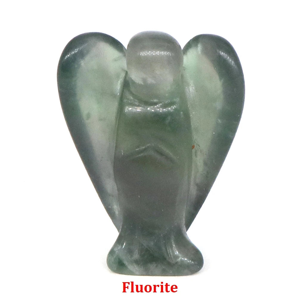 Estatua de Ángel Guardián de 1.5" en Cristal Natural de Amatista o Cuarzo Rosa – Figura Tallada de Piedra para Sanación, Protección y Decoración del Hogar