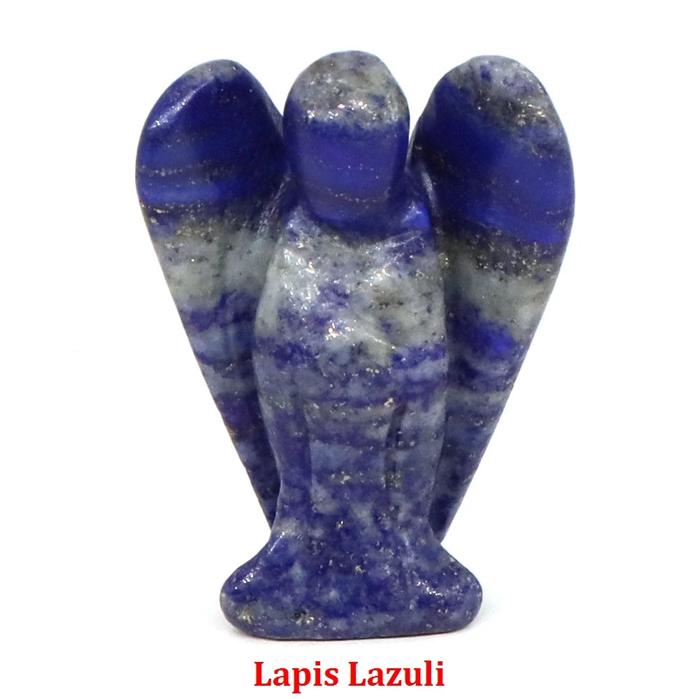 Estatua de Ángel Guardián de 1.5" en Cristal Natural de Amatista o Cuarzo Rosa – Figura Tallada de Piedra para Sanación, Protección y Decoración del Hogar