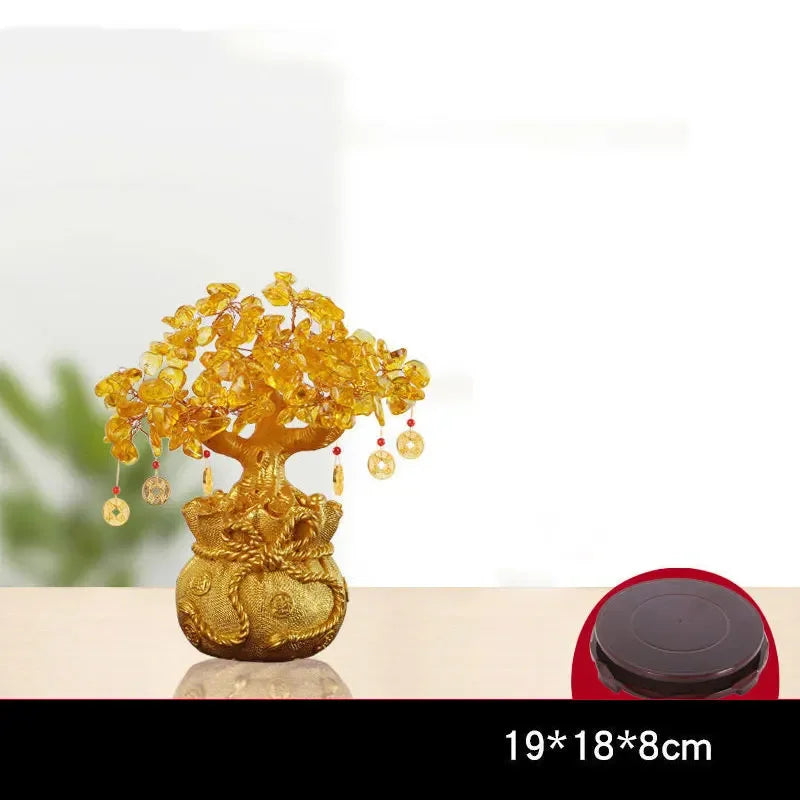 🌳 Árbol del Dinero Feng Shui Dorado – Árbol de la Fortuna y Prosperidad