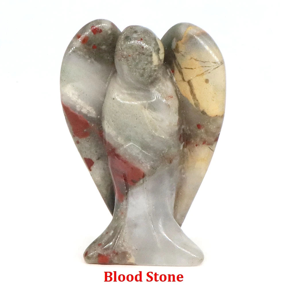 Estatua de Ángel Guardián de 1.5" en Cristal Natural de Amatista o Cuarzo Rosa – Figura Tallada de Piedra para Sanación, Protección y Decoración del Hogar