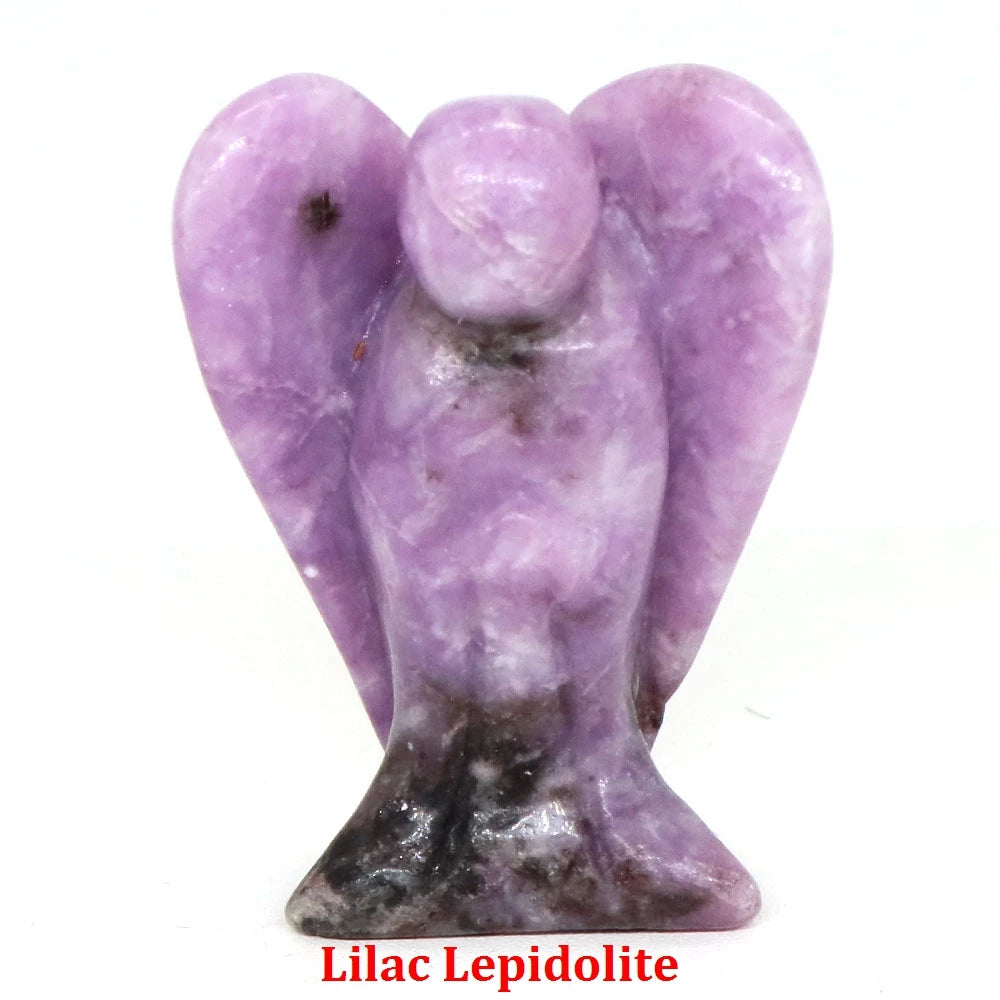 Estatua de Ángel Guardián de 1.5" en Cristal Natural de Amatista o Cuarzo Rosa – Figura Tallada de Piedra para Sanación, Protección y Decoración del Hogar