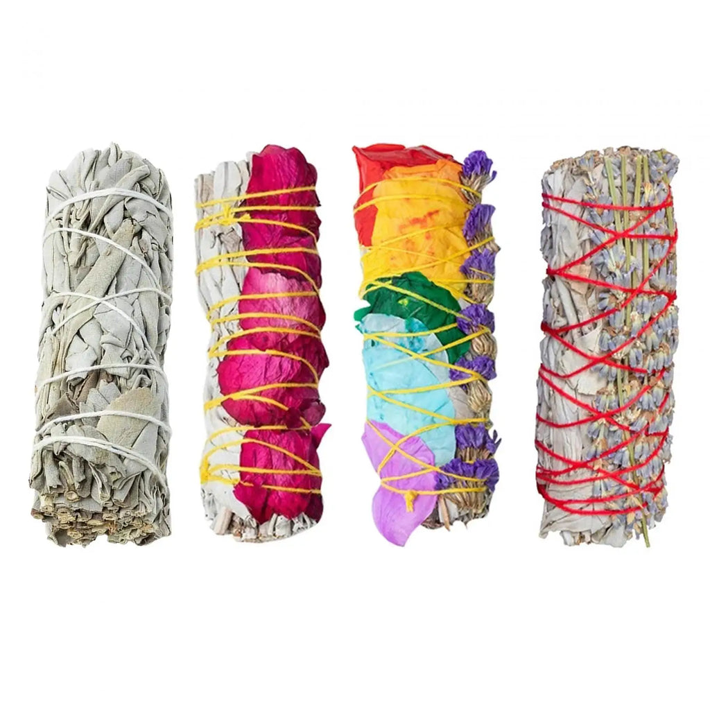 Kit de Salvia Blanca con Flores – Sahumerio Espiritual Portátil para Limpieza Energética, Meditación y Aromatización del Hogar