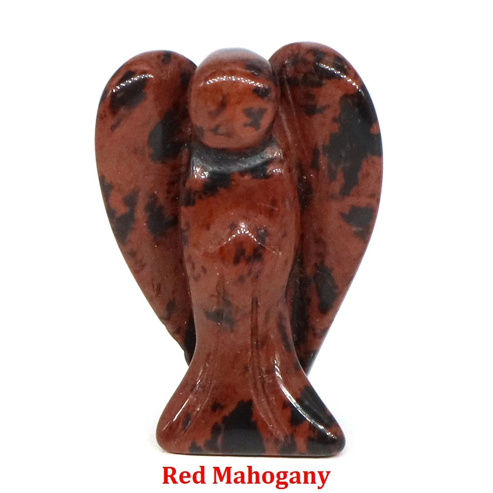 Estatua de Ángel Guardián de 1.5" en Cristal Natural de Amatista o Cuarzo Rosa – Figura Tallada de Piedra para Sanación, Protección y Decoración del Hogar