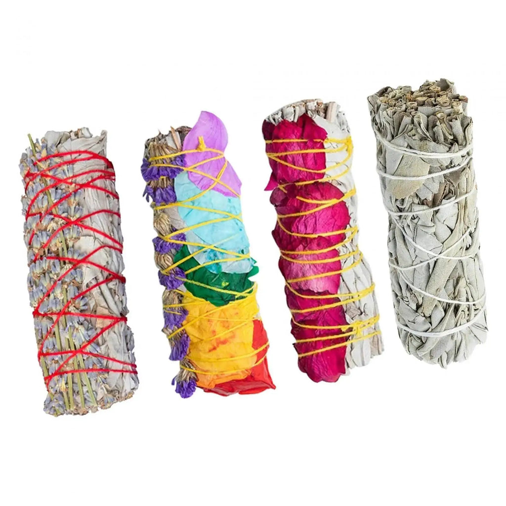 Kit de Salvia Blanca con Flores – Sahumerio Espiritual Portátil para Limpieza Energética, Meditación y Aromatización del Hogar