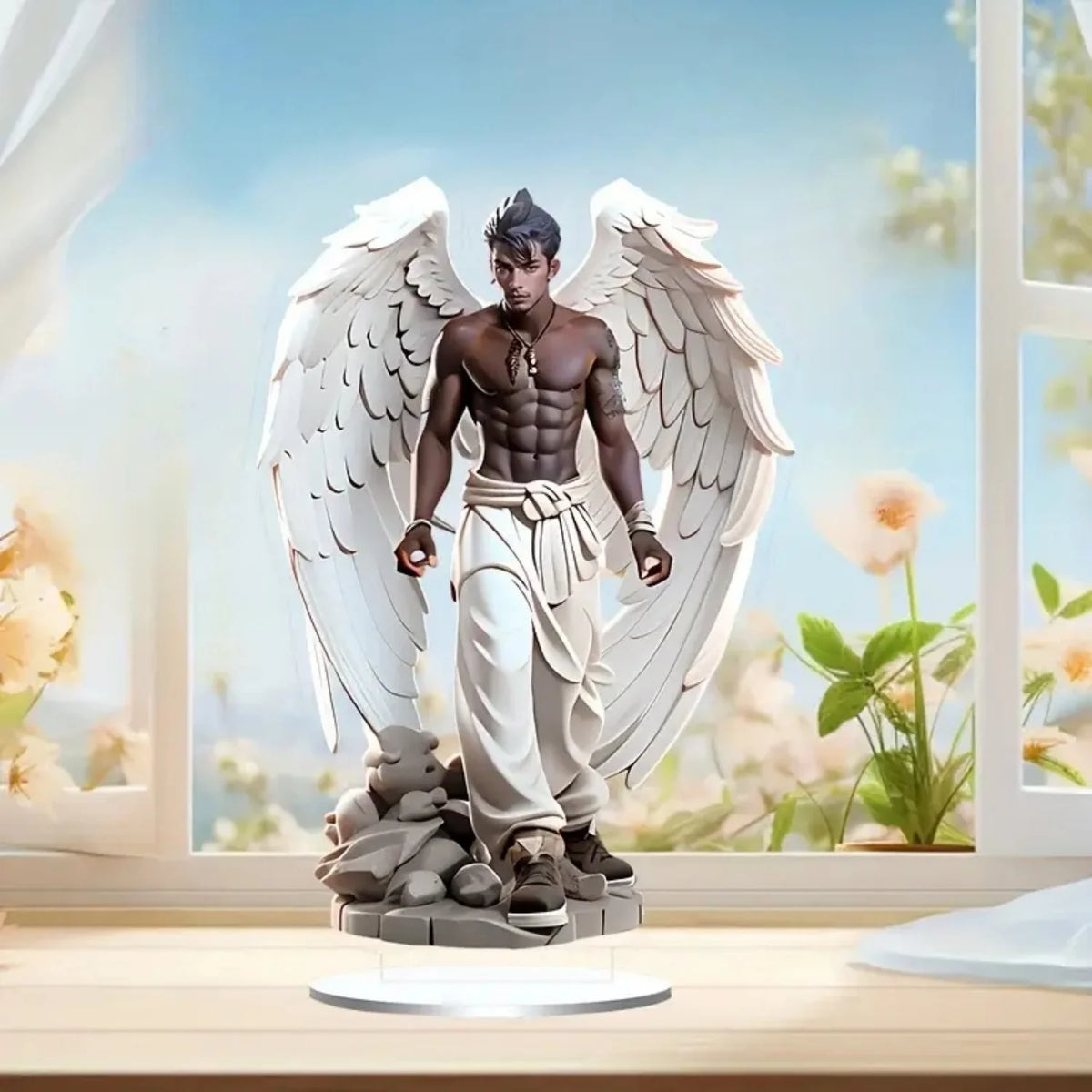 Figura del Arcángel Miguel – Escultura de Ángel Guerrero en Acrílico 2D para Altar, Hogar, Oficina y Decoración Espiritual