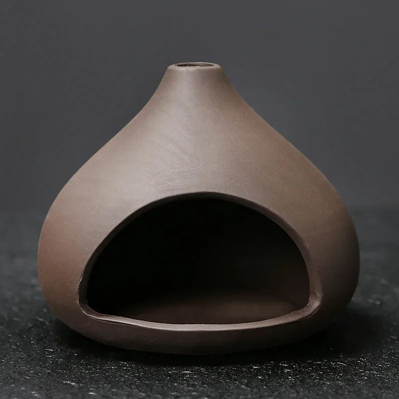 1 pieza – Porta Palo Santo artesanal con bandeja de arcilla morada para salvia e incienso | Decoración espiritual para el hogar, regalo ideal para yoga (sin incienso incluido)