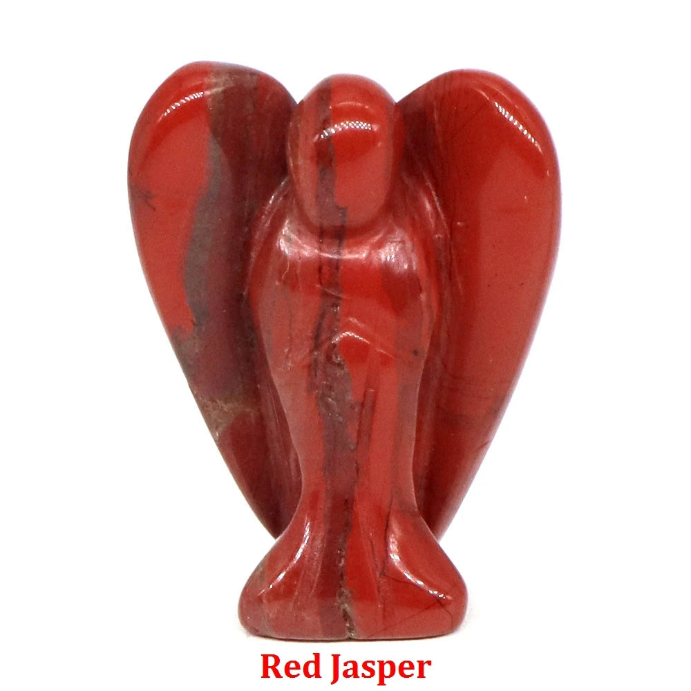 Estatua de Ángel Guardián de 1.5" en Cristal Natural de Amatista o Cuarzo Rosa – Figura Tallada de Piedra para Sanación, Protección y Decoración del Hogar