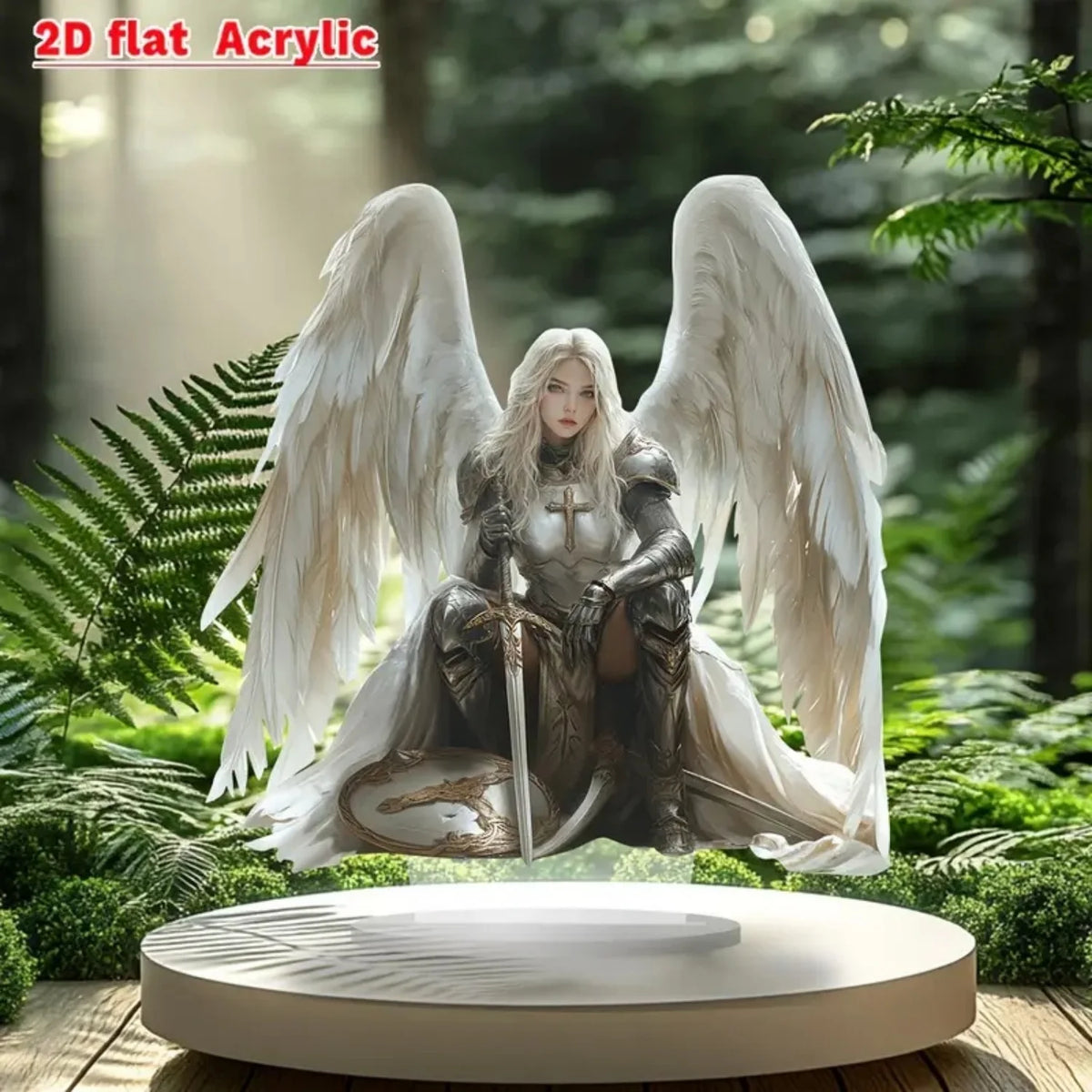 Figura del Arcángel Miguel – Escultura de Ángel Guerrero en Acrílico 2D para Altar, Hogar, Oficina y Decoración Espiritual