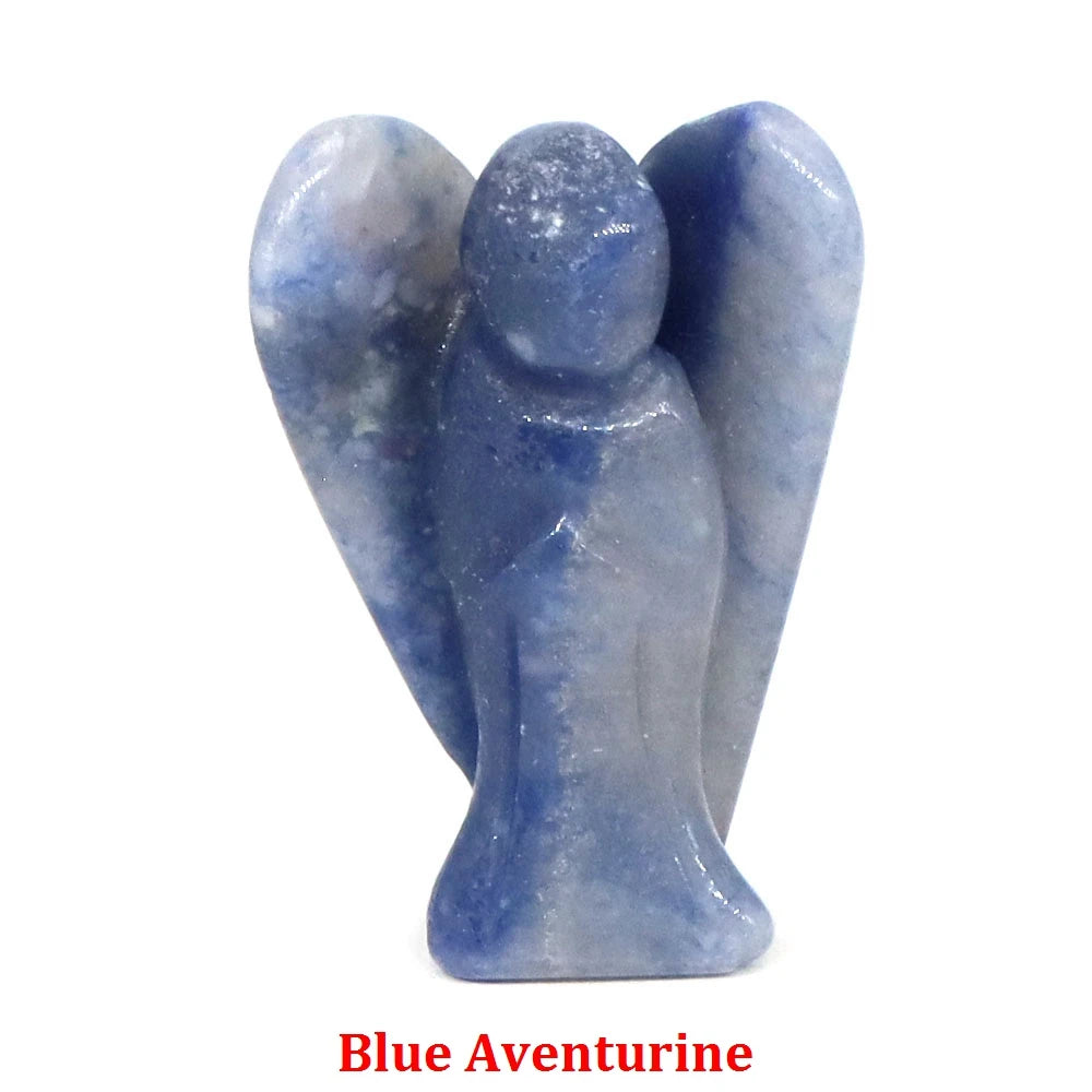 Estatua de Ángel Guardián de 1.5" en Cristal Natural de Amatista o Cuarzo Rosa – Figura Tallada de Piedra para Sanación, Protección y Decoración del Hogar