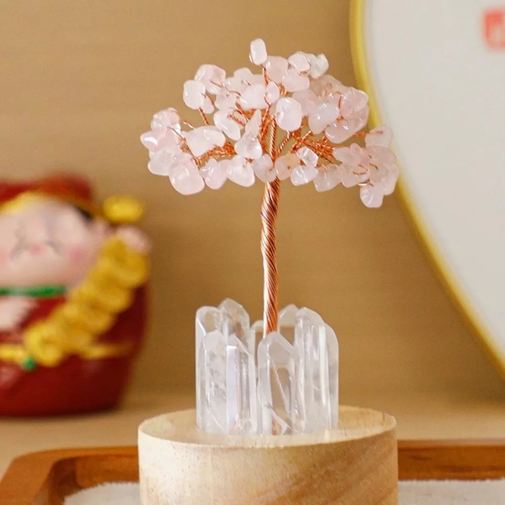 Natural Crystal Money Tree Feng Shui Trees Decor Sparkling Crystal Tree Of Luck Wealth With LED Base Birthday Desktop Gift