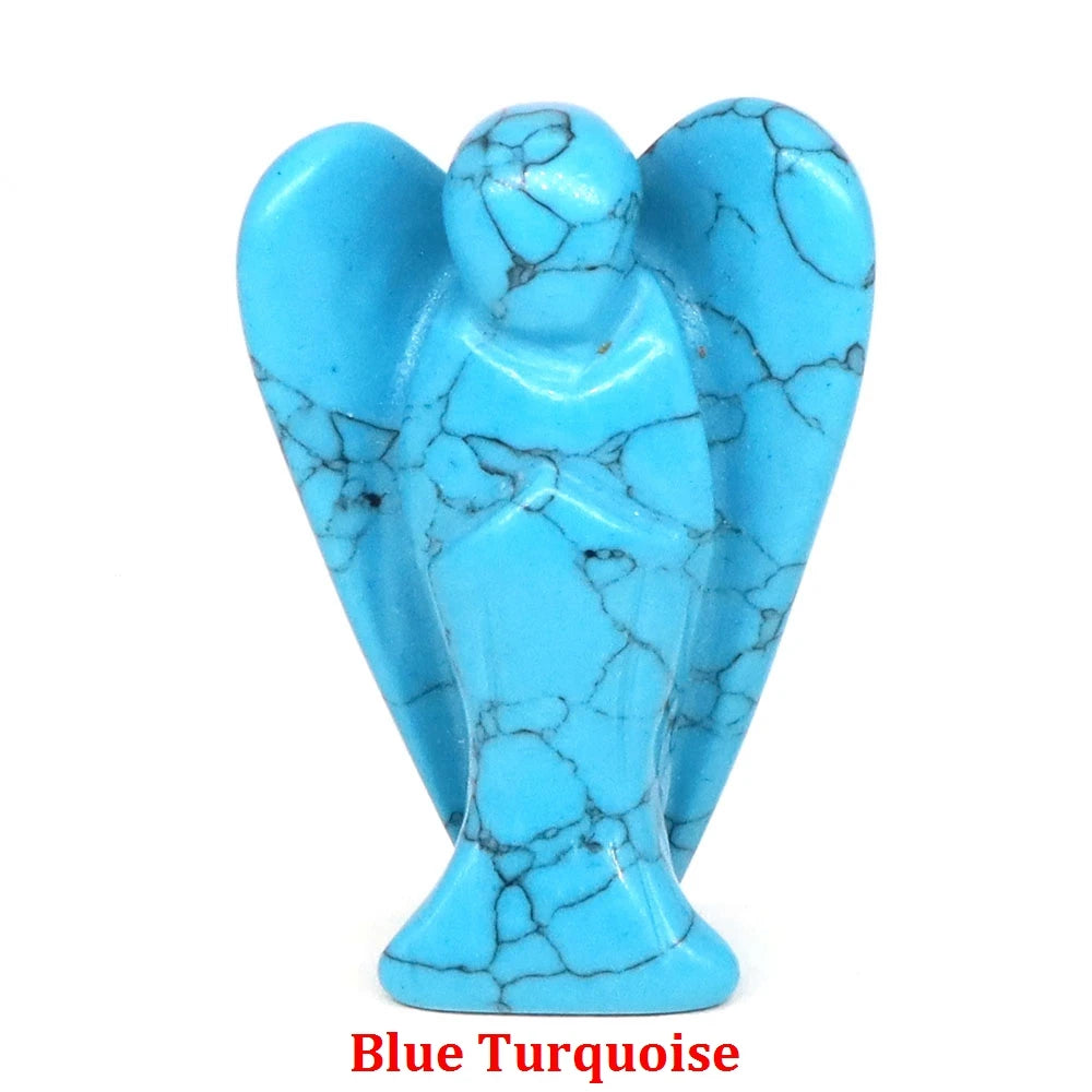 Estatua de Ángel Guardián de 1.5" en Cristal Natural de Amatista o Cuarzo Rosa – Figura Tallada de Piedra para Sanación, Protección y Decoración del Hogar