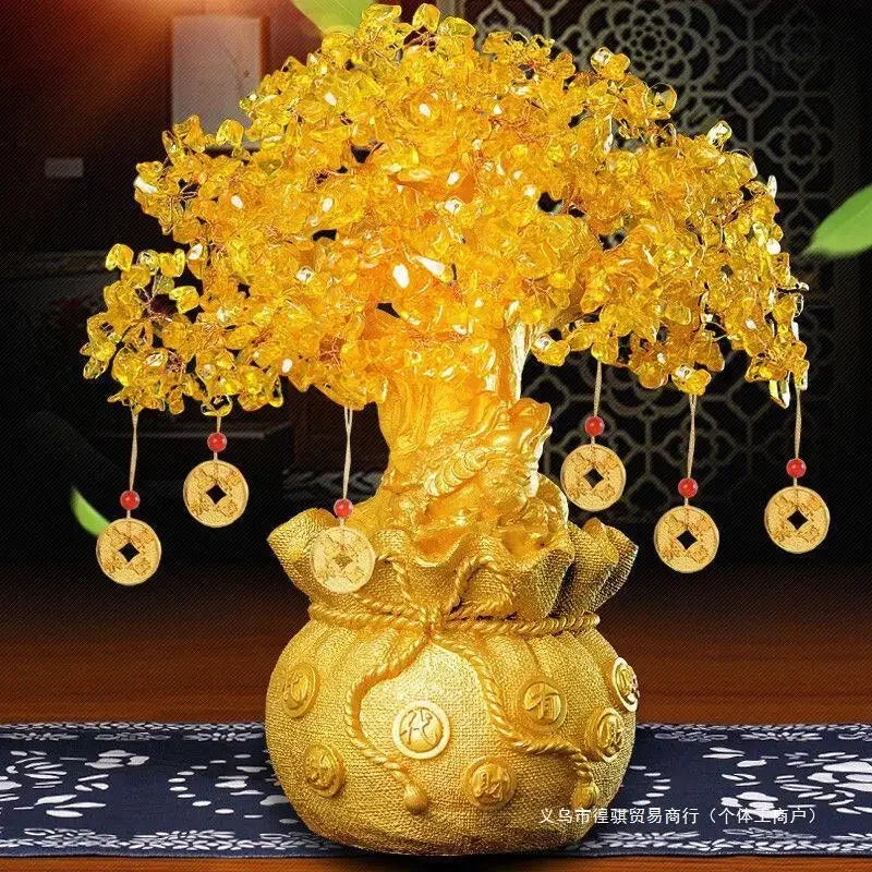 🌳 Árbol del Dinero Feng Shui Dorado – Árbol de la Fortuna y Prosperidad